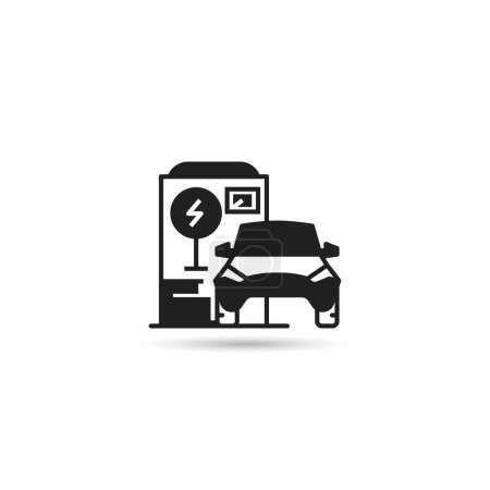 Ilustración de Icono de la estación de carga del coche eléctrico sobre fondo blanco - Imagen libre de derechos