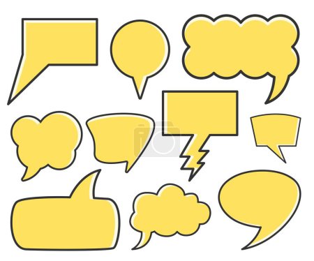 Illustration for Yellow comic speech bubble vector set - Royalty Free Image