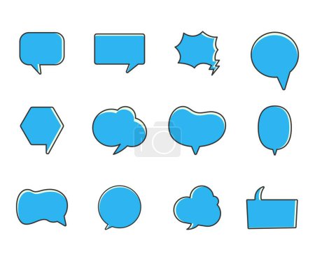 Illustration for Blue speech bubble and message icons set - Royalty Free Image