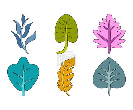 Illustration for Tropical leaf vector illustration set - Royalty Free Image
