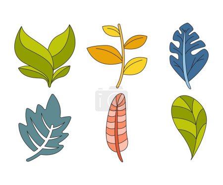 Illustration for Tropical leaf vector illustration set - Royalty Free Image