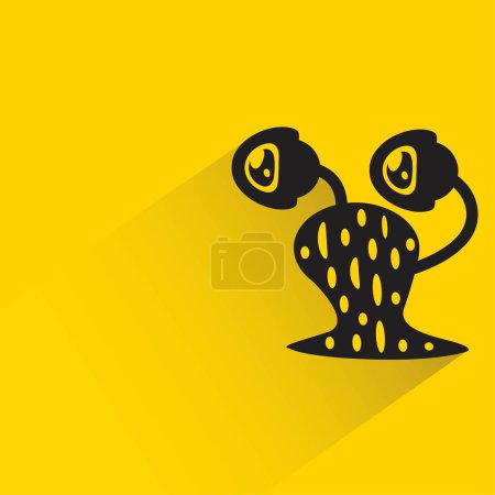 Ilustración de Monstruo con sombra sobre fondo amarillo - Imagen libre de derechos