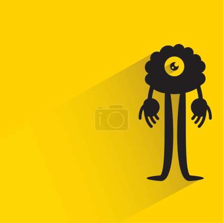 Ilustración de Monstruo con sombra sobre fondo amarillo - Imagen libre de derechos