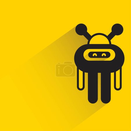 Téléchargez les illustrations : Robot avec ombre sur fond jaune - en licence libre de droit