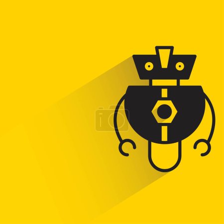 Téléchargez les illustrations : Robot avec ombre sur fond jaune - en licence libre de droit