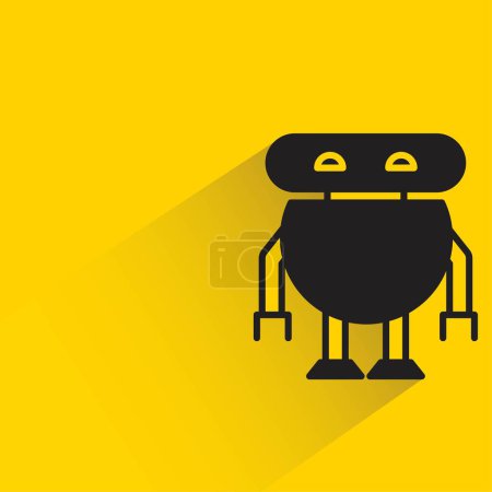 Illustration for Robot with shadow on yellow background - Royalty Free Image
