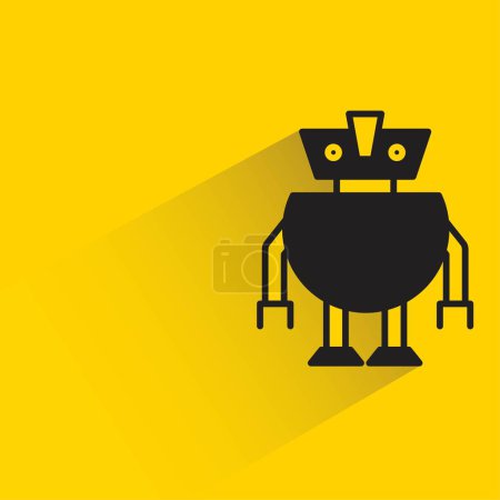 Illustration for Droid robot with shadow on yellow background - Royalty Free Image