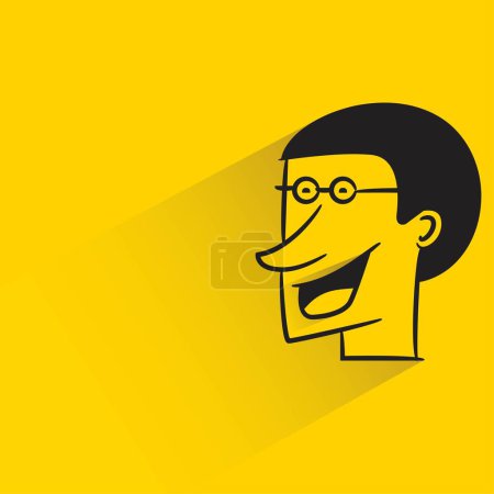 Téléchargez les illustrations : Avatar visage masculin avec ombre sur fond jaune - en licence libre de droit