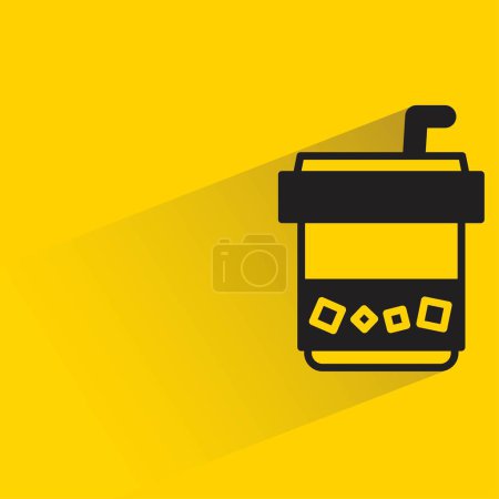 Illustration for Coffee cup with shadow on yellow background - Royalty Free Image