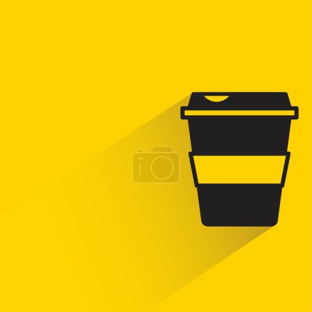 Illustration for Coffee cup with shadow on yellow background - Royalty Free Image