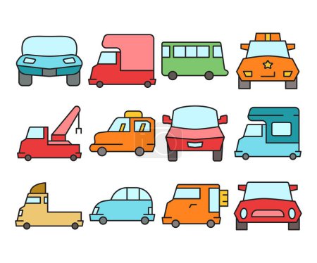 Ilustración de Coche y el vehículo iconos conjunto vector ilustración - Imagen libre de derechos