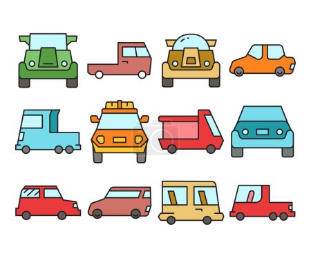 Illustration for Car and vehicle icons set vector illustration - Royalty Free Image