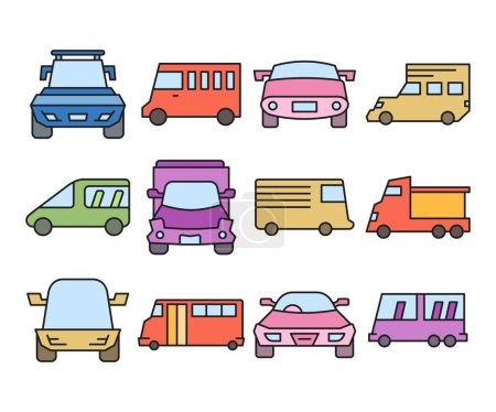 Illustration for Car and vehicle icons set vector illustration - Royalty Free Image
