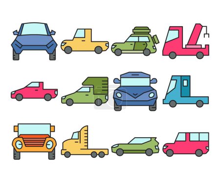 Ilustración de Coche y el vehículo iconos conjunto vector ilustración - Imagen libre de derechos