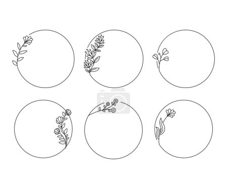 Illustration for Wedding card decoration plant and leaf frame circle illustration - Royalty Free Image
