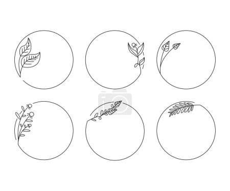 Illustration for Wedding card decoration plant and leaf frame circle illustration - Royalty Free Image