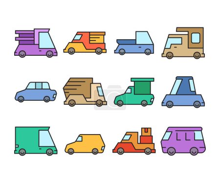 Ilustración de Conjunto de iconos de coche y vehículo - Imagen libre de derechos