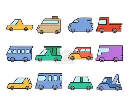 Illustration for Car and vehicle icons set - Royalty Free Image
