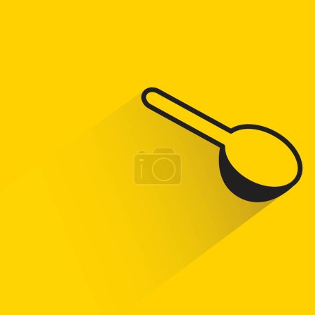 Illustration for Spoon with shadow on yellow background - Royalty Free Image