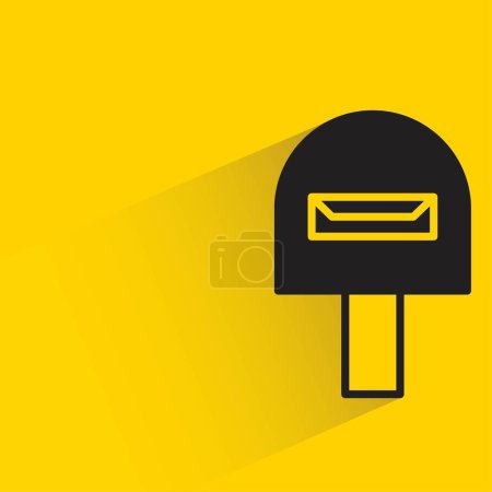 Téléchargez les illustrations : Boîte aux lettres avec ombre sur fond jaune - en licence libre de droit
