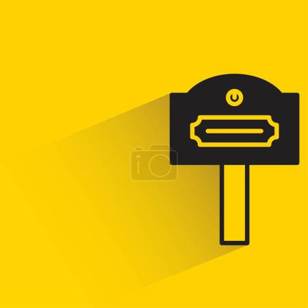 Téléchargez les illustrations : Boîte aux lettres avec ombre sur fond jaune - en licence libre de droit