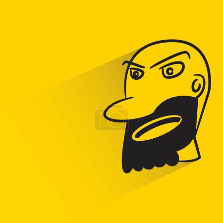 Ilustración de Icono de la cara masculina con sombra sobre fondo amarillo - Imagen libre de derechos