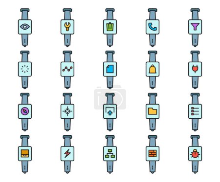 Ilustración de Smartwatch iconos conjunto vector ilustración - Imagen libre de derechos