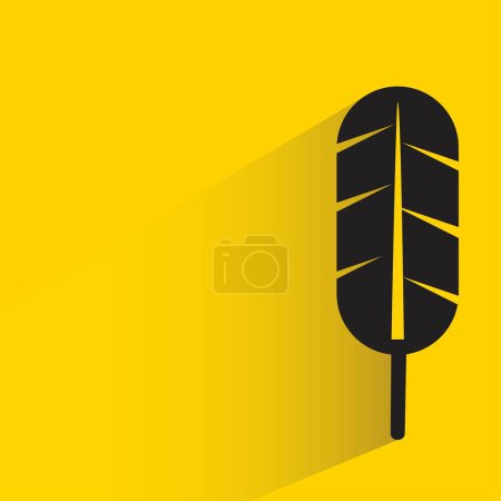 Ilustración de Pluma con sombra sobre fondo amarillo - Imagen libre de derechos