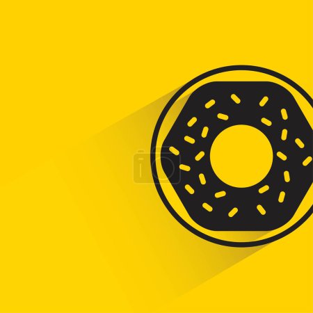 Illustration for Donut with shadow on yellow background - Royalty Free Image