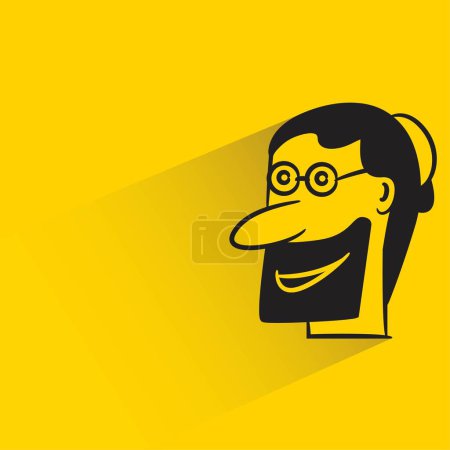 Illustration for Beard man character with shadow on yellow background - Royalty Free Image