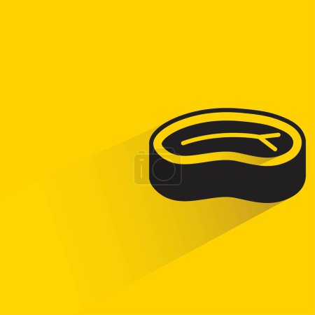 Illustration for Beef steak with shadow on yellow background - Royalty Free Image