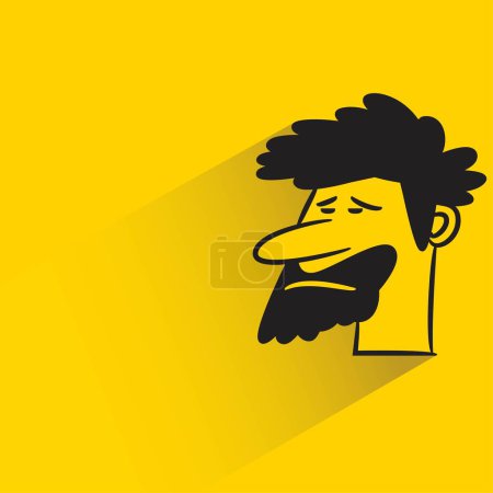 Illustration for Man character with shadow on yellow background - Royalty Free Image