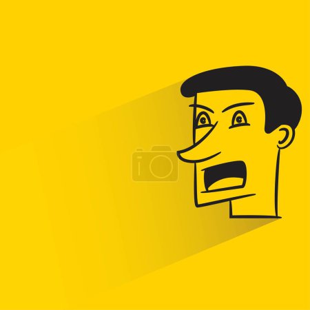 Illustration for Male face avatar with shadow on yellow background - Royalty Free Image