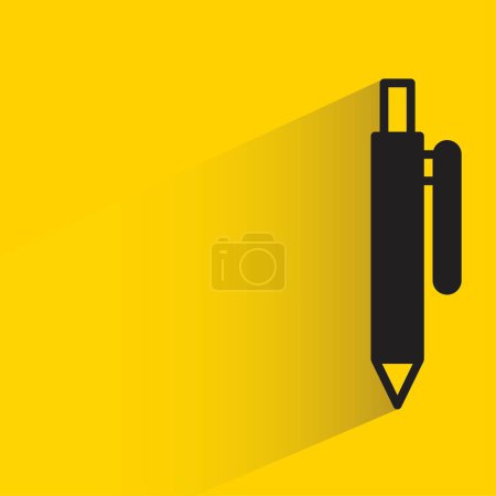 Illustration for Pen icon with shadow on yellow background - Royalty Free Image