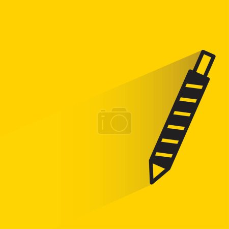 Ilustración de Icono de la pluma con sombra sobre fondo amarillo - Imagen libre de derechos