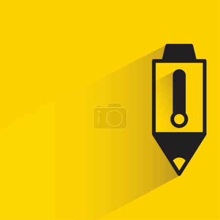 Téléchargez les illustrations : Stylo et crayon avec ombre sur fond jaune - en licence libre de droit