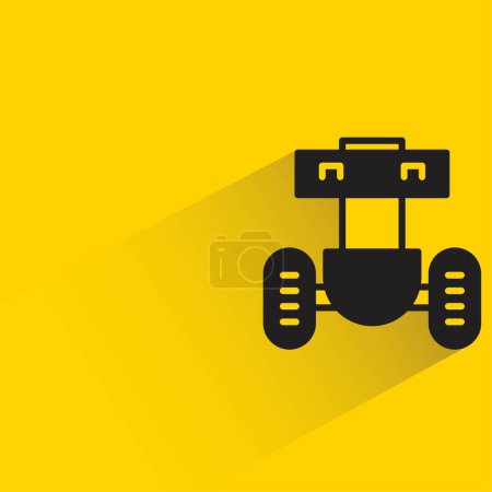 Illustration for Cute robot with shadow on yellow background - Royalty Free Image