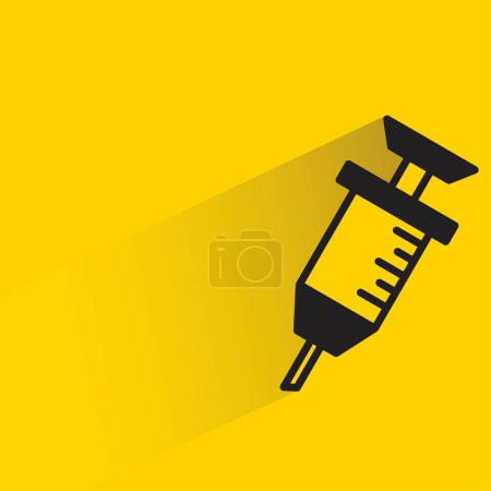 Illustration for Syringe with shadow on yellow background - Royalty Free Image