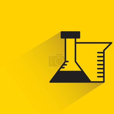 Illustration for Lab flask with shadow on yellow background - Royalty Free Image