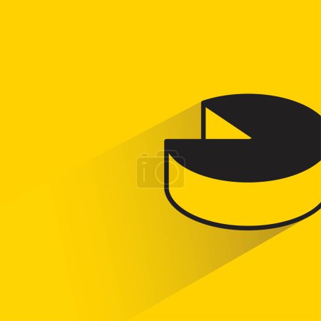 Illustration for Pie chart with shadow on yellow background - Royalty Free Image