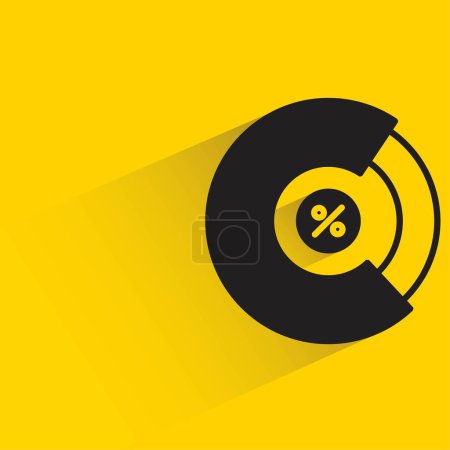 Illustration for Pie chart with shadow on yellow background - Royalty Free Image