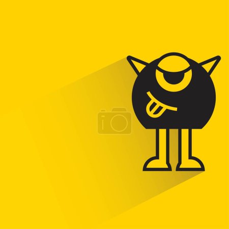 Ilustración de Monstruo icono con sombra sobre fondo amarillo - Imagen libre de derechos