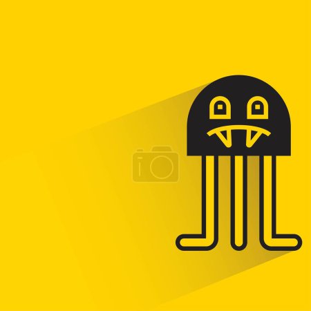 Illustration for Monster icon with shadow on yellow background - Royalty Free Image