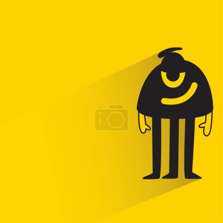Illustration for Monster icon with shadow on yellow background - Royalty Free Image