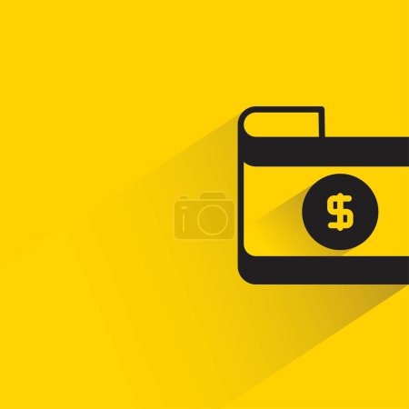 Téléchargez les illustrations : Billet en dollar avec ombre sur fond jaune - en licence libre de droit