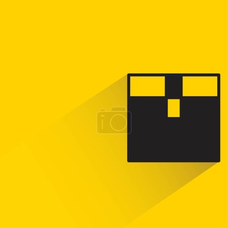 Illustration for Carton box with shadow on yellow background - Royalty Free Image