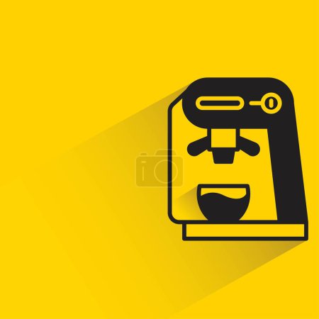 Téléchargez les illustrations : Machine à café avec ombre sur fond jaune - en licence libre de droit
