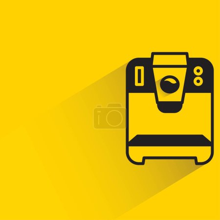 Illustration for Coffee machine with shadow on yellow background - Royalty Free Image