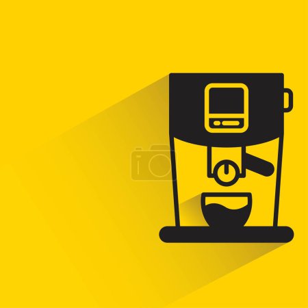 Téléchargez les illustrations : Machine à café avec ombre sur fond jaune - en licence libre de droit