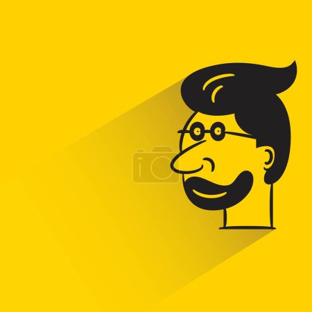 Illustration for Male face avatar with shadow on yellow background - Royalty Free Image